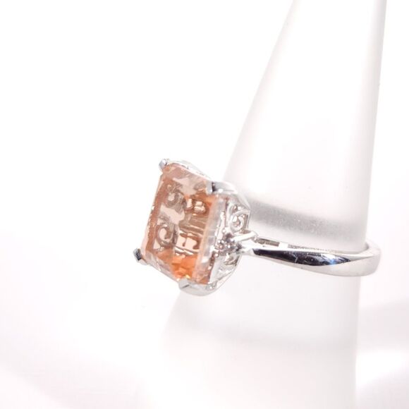 Morganique Quartz and Cambodian White Zircon Ring Size 7 - Picture 4 of 9